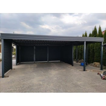 Tettoia per auto Carport in Acciaio 3x6m con pareti 1+0 2