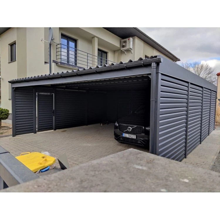 Tettoia per auto Carport in Acciaio 3x6 m con pareti 2+0