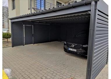 Tettoia per auto Carport in Acciaio 3x6m con pareti 1+0