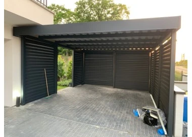 Tettoia per auto Carport in Acciaio 3x6m con pareti 1+0