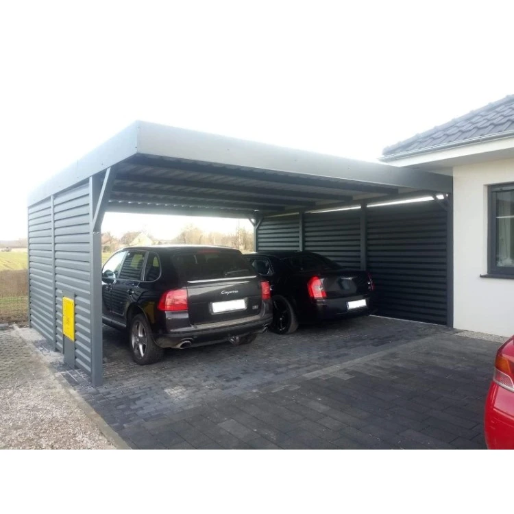 Tettoia per auto Carport in Acciaio 3x6m con pareti 3+1