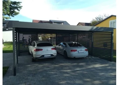 Tettoia per auto Carport in Acciaio 3x6m con pareti 3+1