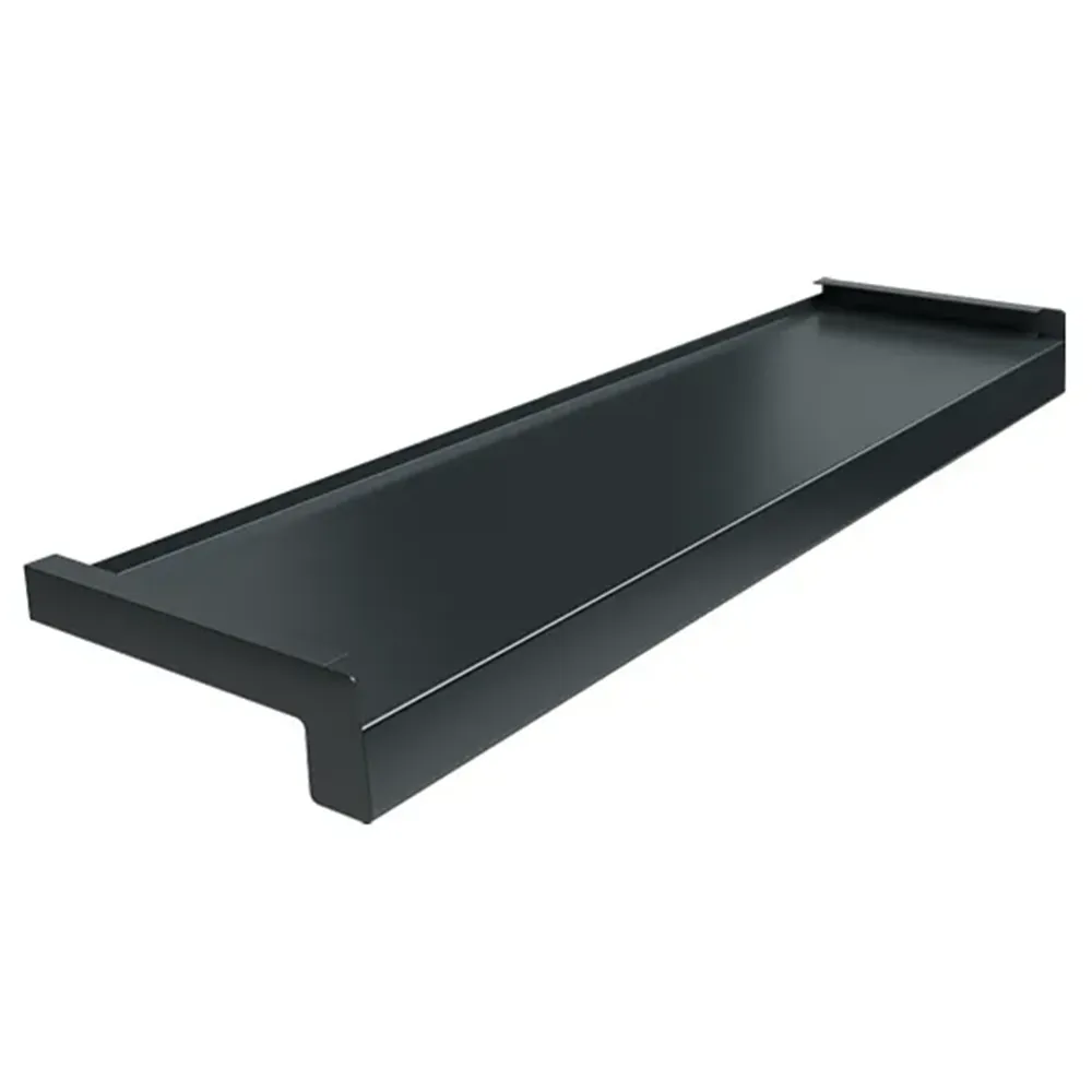 Davanzale in alluminio colore RAL 7021 Opaco con dati tecnici relativi a dimensioni, materiale e applicazione.