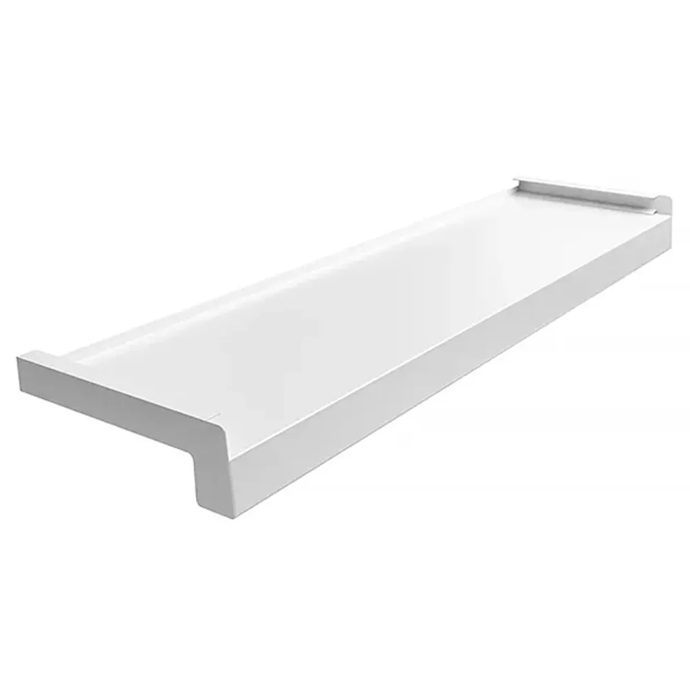 Davanzale in alluminio colore Bianco RAL 9016 con dati tecnici relativi a dimensioni, materiale e applicazione.