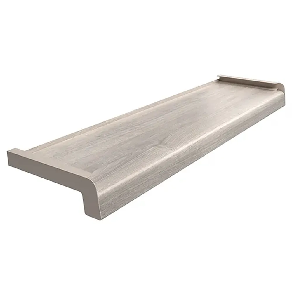 Davanzale esterno in acciaio laminato colore Rovere Sbiancato con tappi laterali