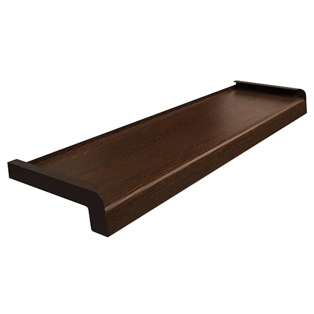 Davanzale esterno in acciaio laminato colore Rovere Palude con tappi laterali