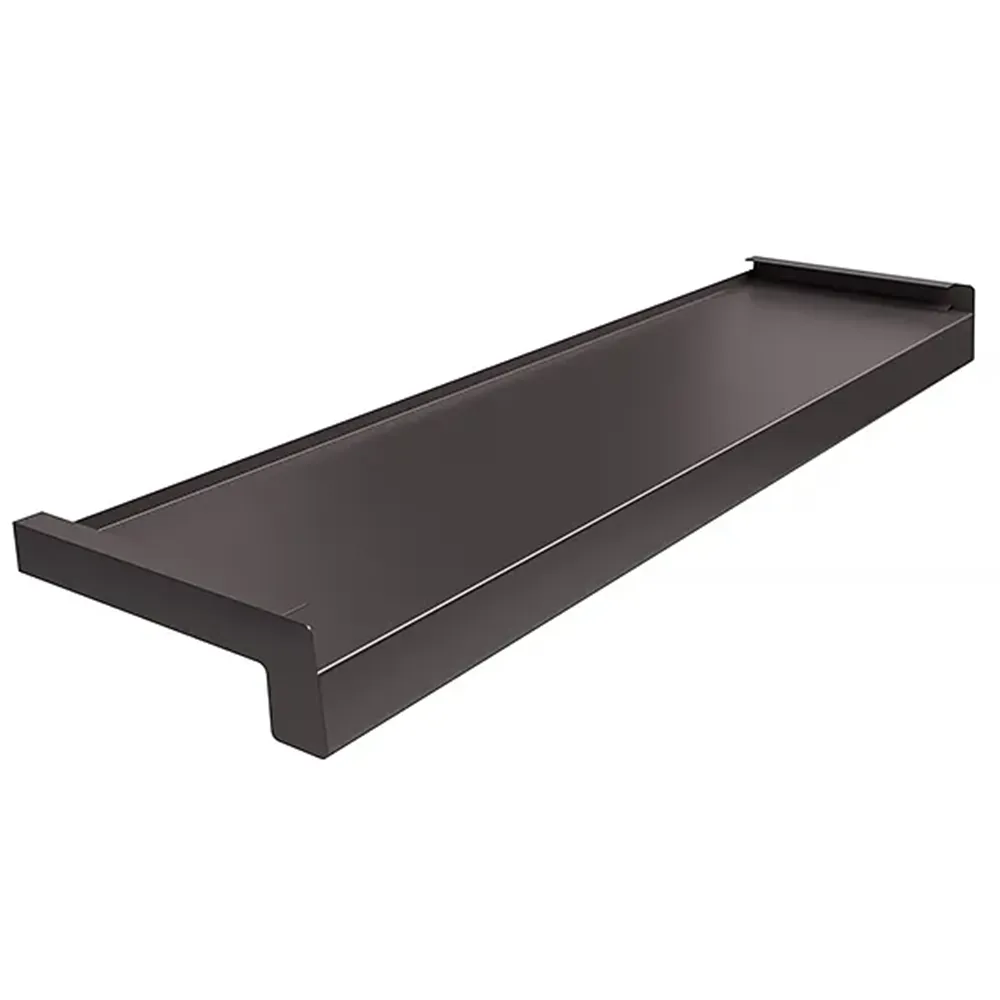 Davanzale esterno in acciaio colore Marrone RAL 8019 con tappi laterali