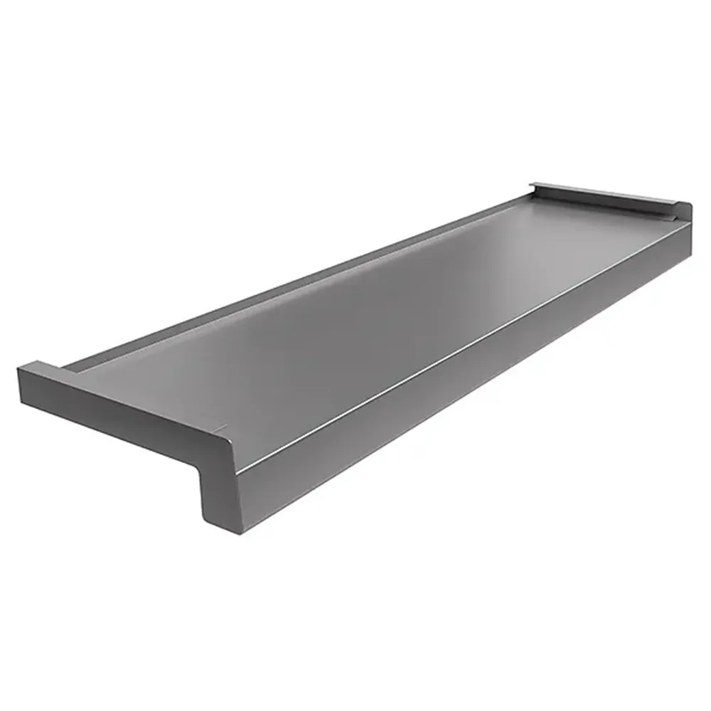 Davanzale esterno in acciaio colore Argento RAL 9007 con tappi laterali