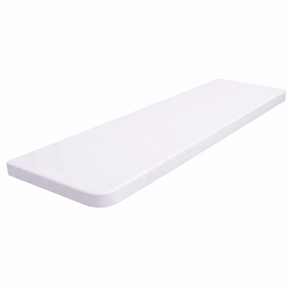 Davanzale interno in MDF laccato colore Bianco Lucido Alta Brillantezza, con angoli arrotondati &ndash; vista del prodotto con tabella dei dati tecnici.