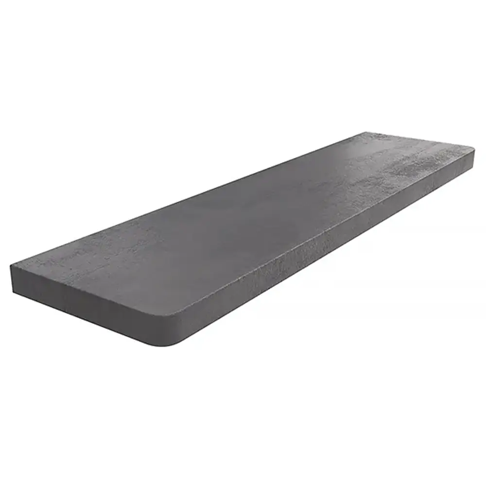 Davanzale interno in MDF laminato colore Grenada, con angoli arrotondati - vista del prodotto con tabella dei dati tecnici.