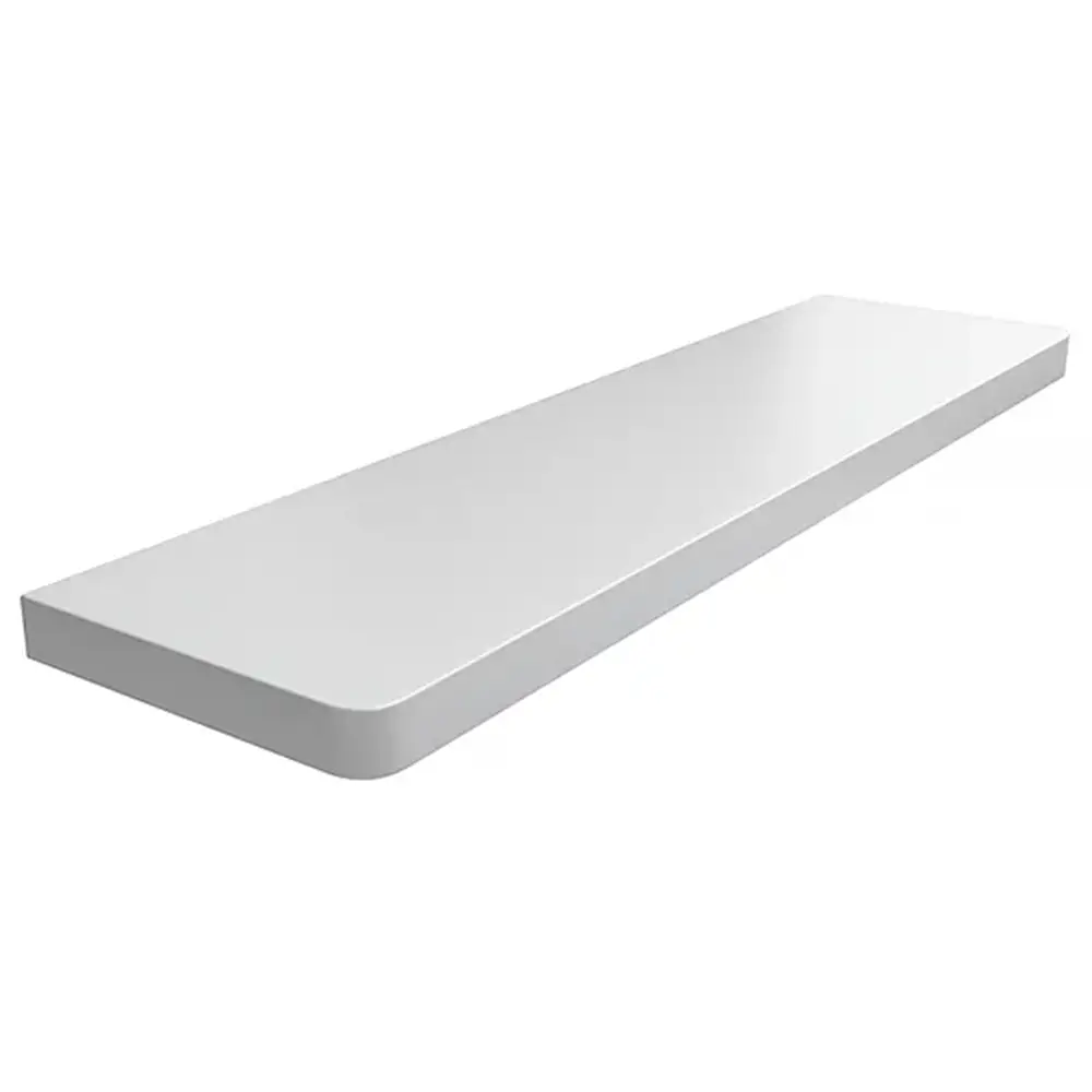 Davanzale interno in MDF (pannello verde) colore Grigio Cenere, con angoli arrotondati - vista del prodotto con tabella dei dati tecnici.
