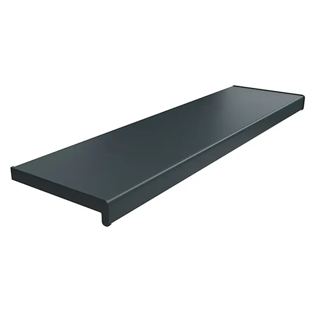 Davanzale interno in PVC colore Antracite con pellicola protettiva, dimensioni 100 &times; 150 mm, per uso interno.