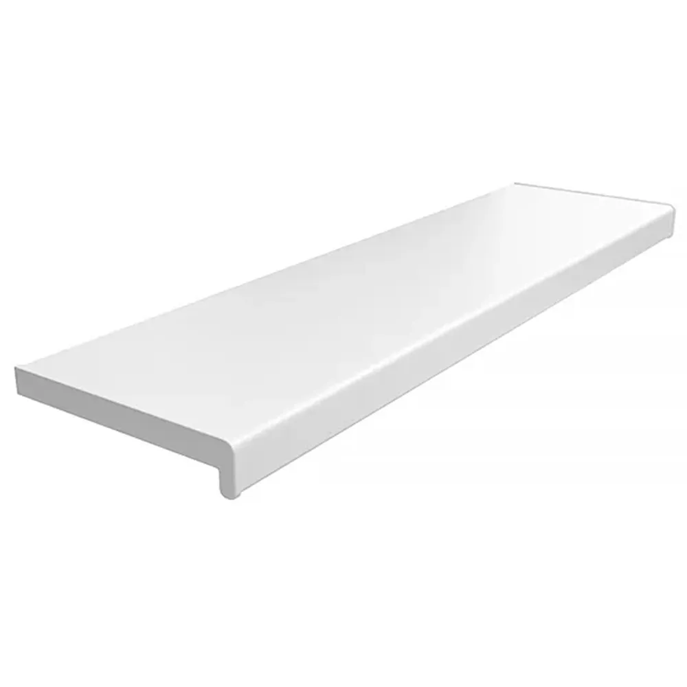 Davanzale interno in PVC colore Bianco con pellicola protettiva, dimensioni 100 &times; 150 mm, per uso interno.